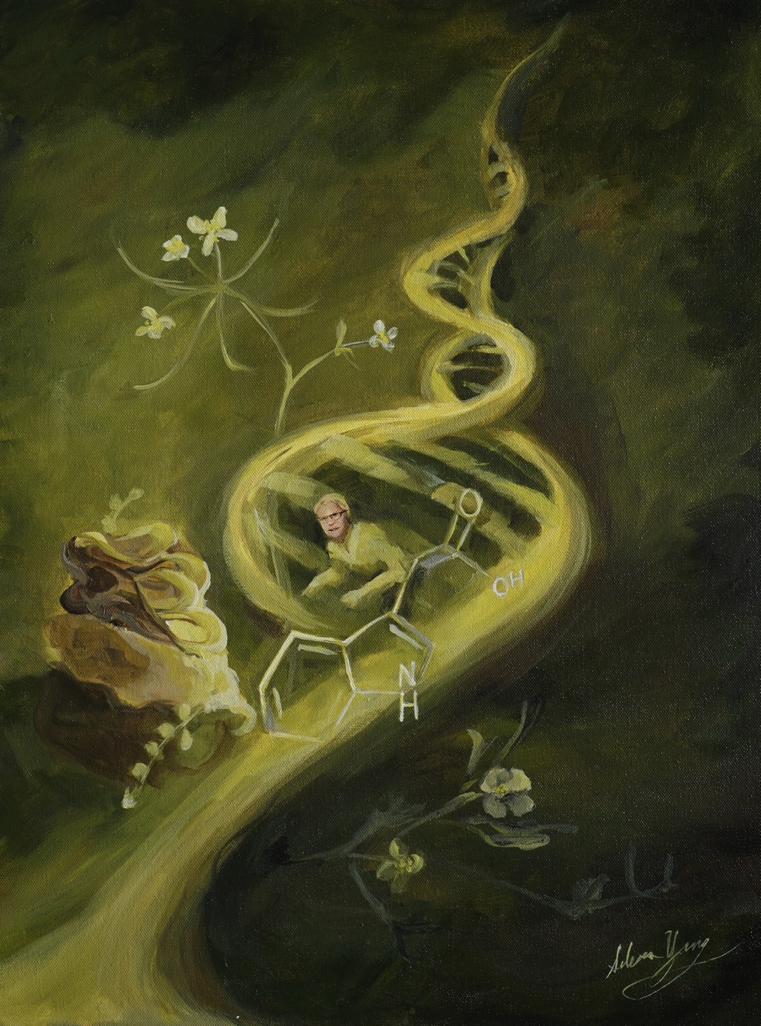 Auxin Growth Factor, a surreal biological landscape painting by Selena Yang